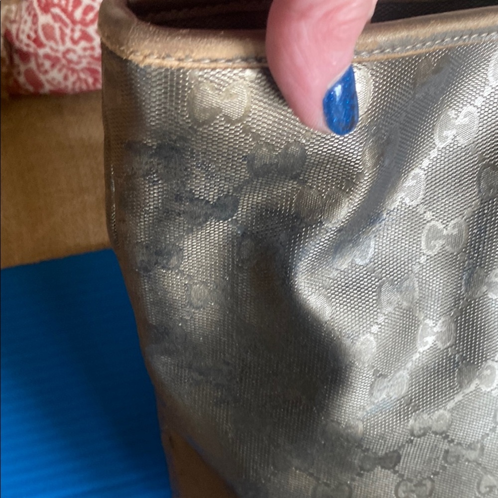 Gucci Black GG Monogram Tote Bag with Leather Trim - Picture 6 of 16